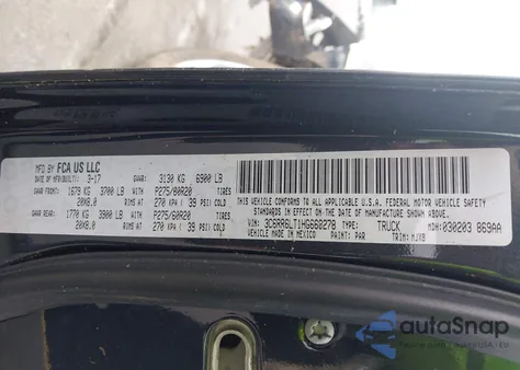 2017 Ram 1500 Big Horn 4X2 5'7 Box z USA, uszkodzony, nr VIN 3C6RR6LT1HG668278